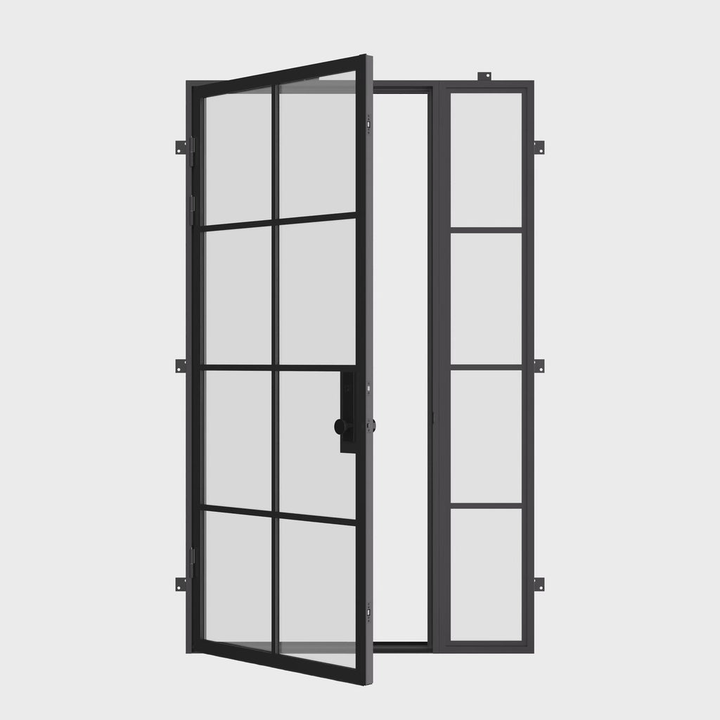 architectural single door with right window and thermally separated steel build