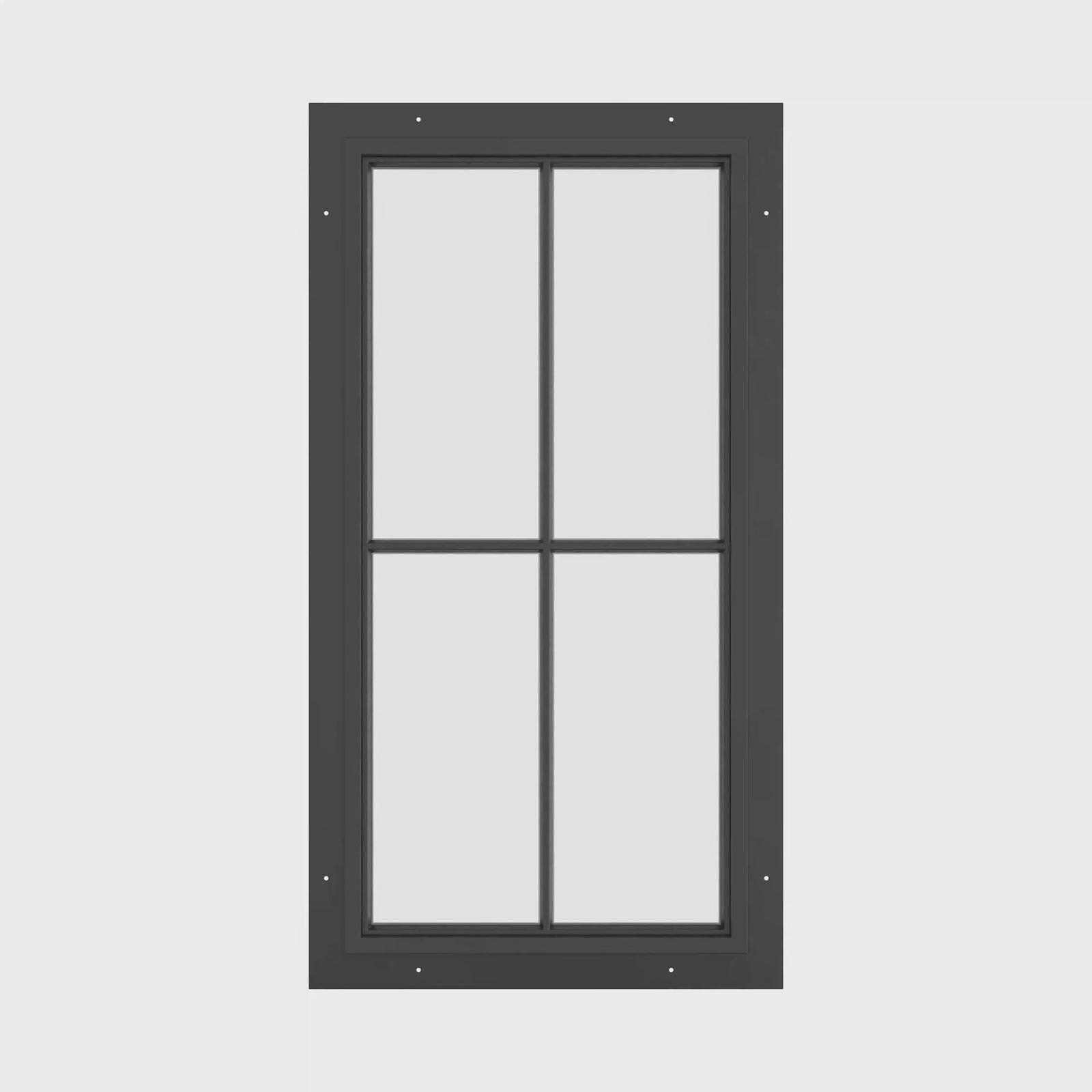 tall steel window with 1V 1H grid and dual pane glass