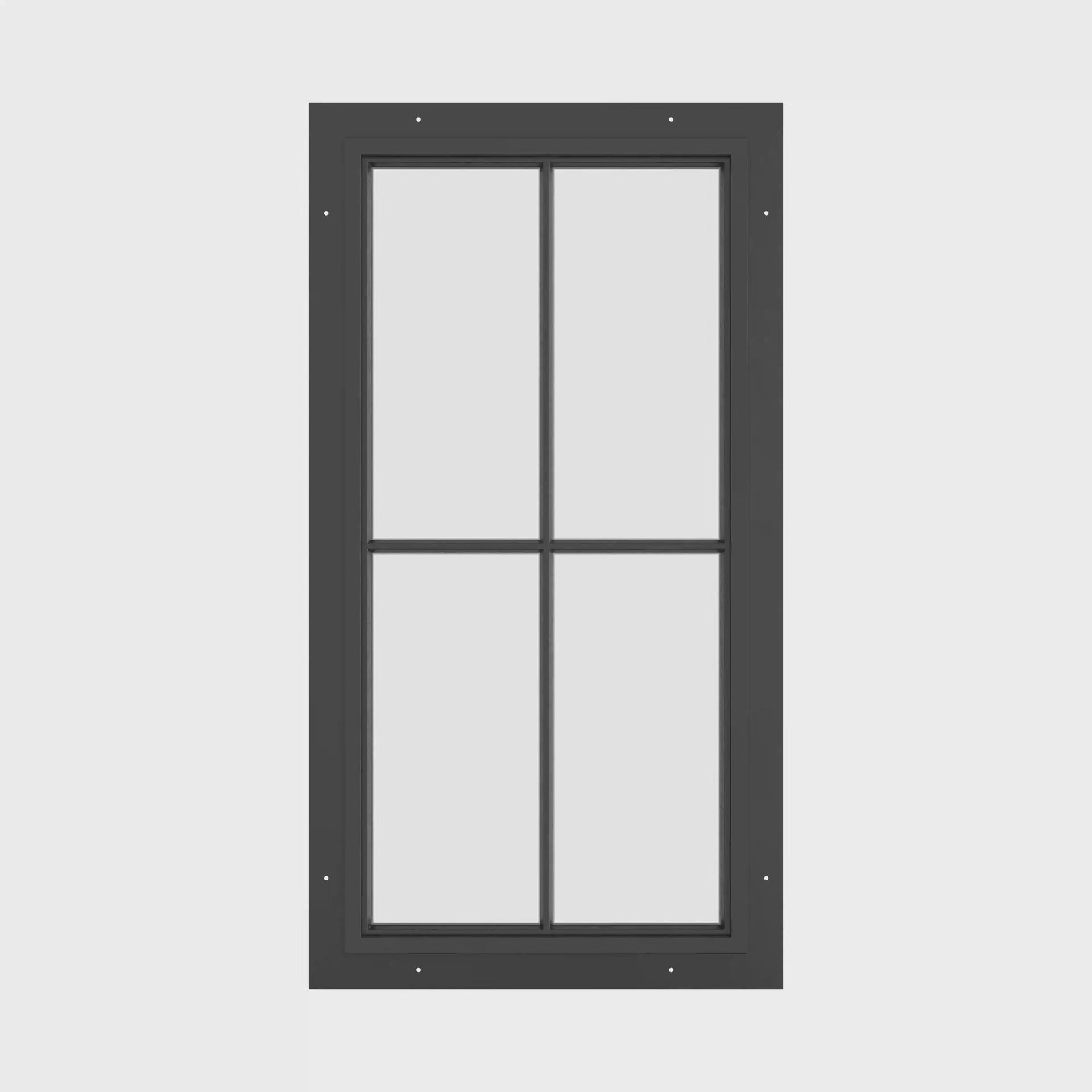 tall steel window with 1V 1H grid and dual pane glass
