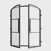 Air 4 double mini arch steel door set, prehung frame and minimalist design