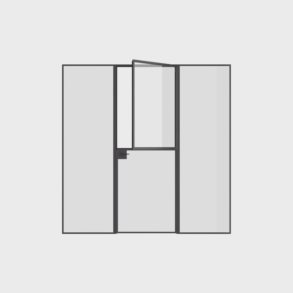 Modular Dutch steel door with side glass and clean contemporary styling.