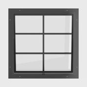 Awning steel window, square, 1V 2H grid, ring pull, hot-rolled galvanized steel, black, Low-E glass