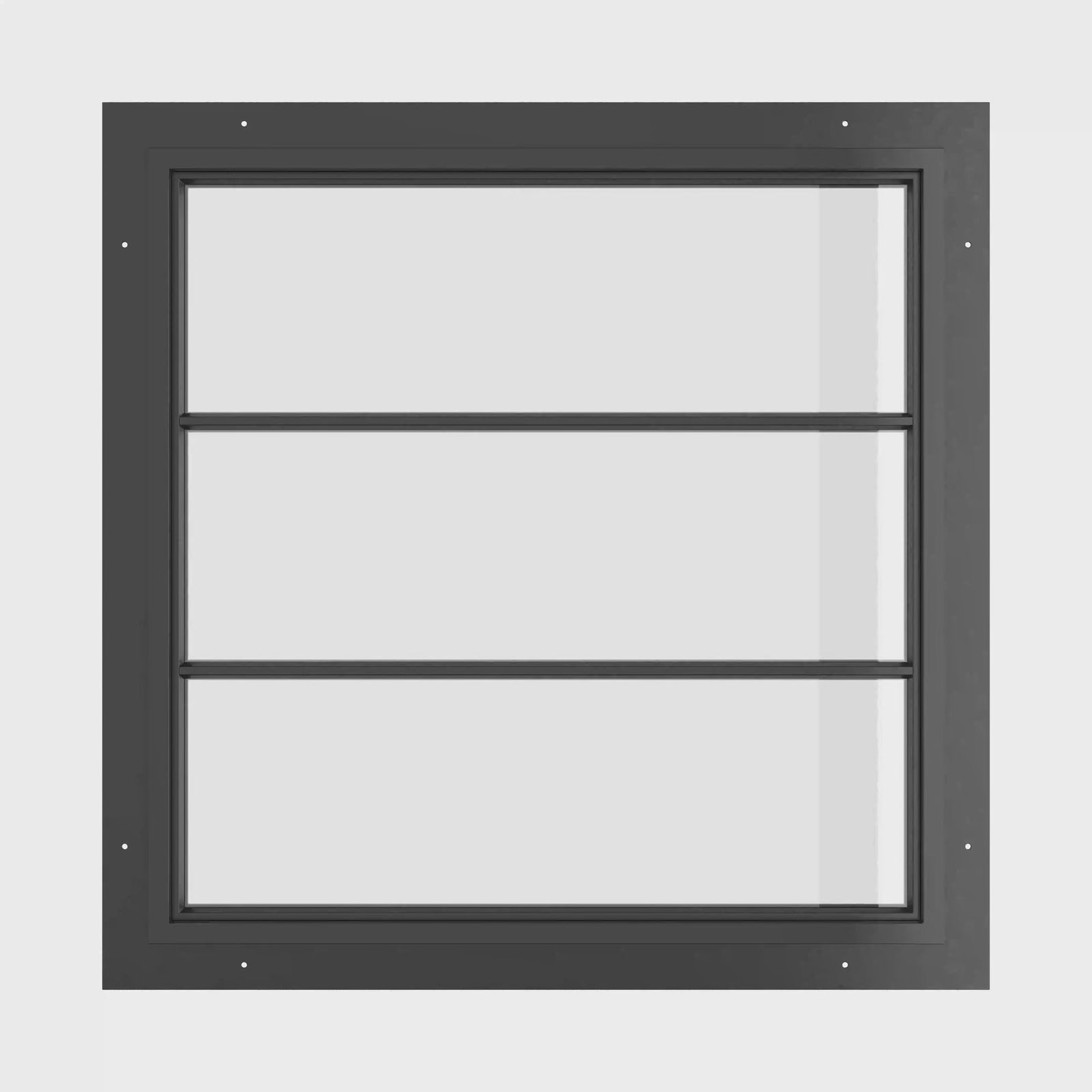 modern square steel window with dual horizontal gridlines