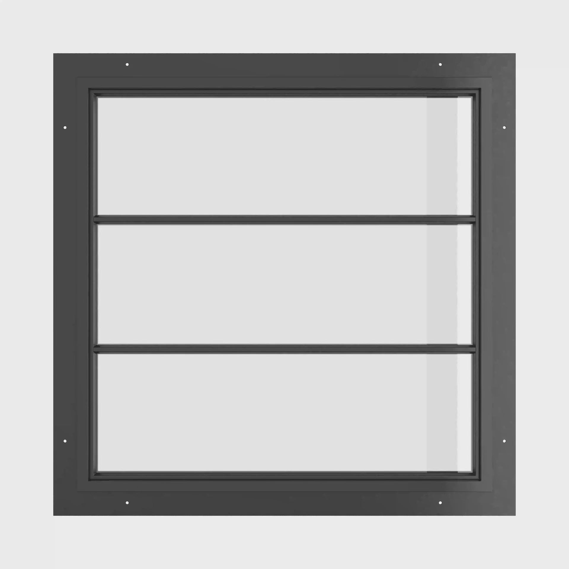 modern square steel window with dual horizontal gridlines
