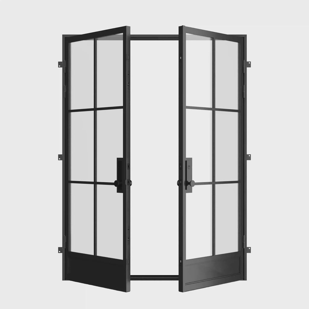 Air 7 double flat steel front doors, minimalist steel double front door design