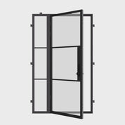 Air 4 single flat steel door with left sidelight, cold rolled frame and painted finish
