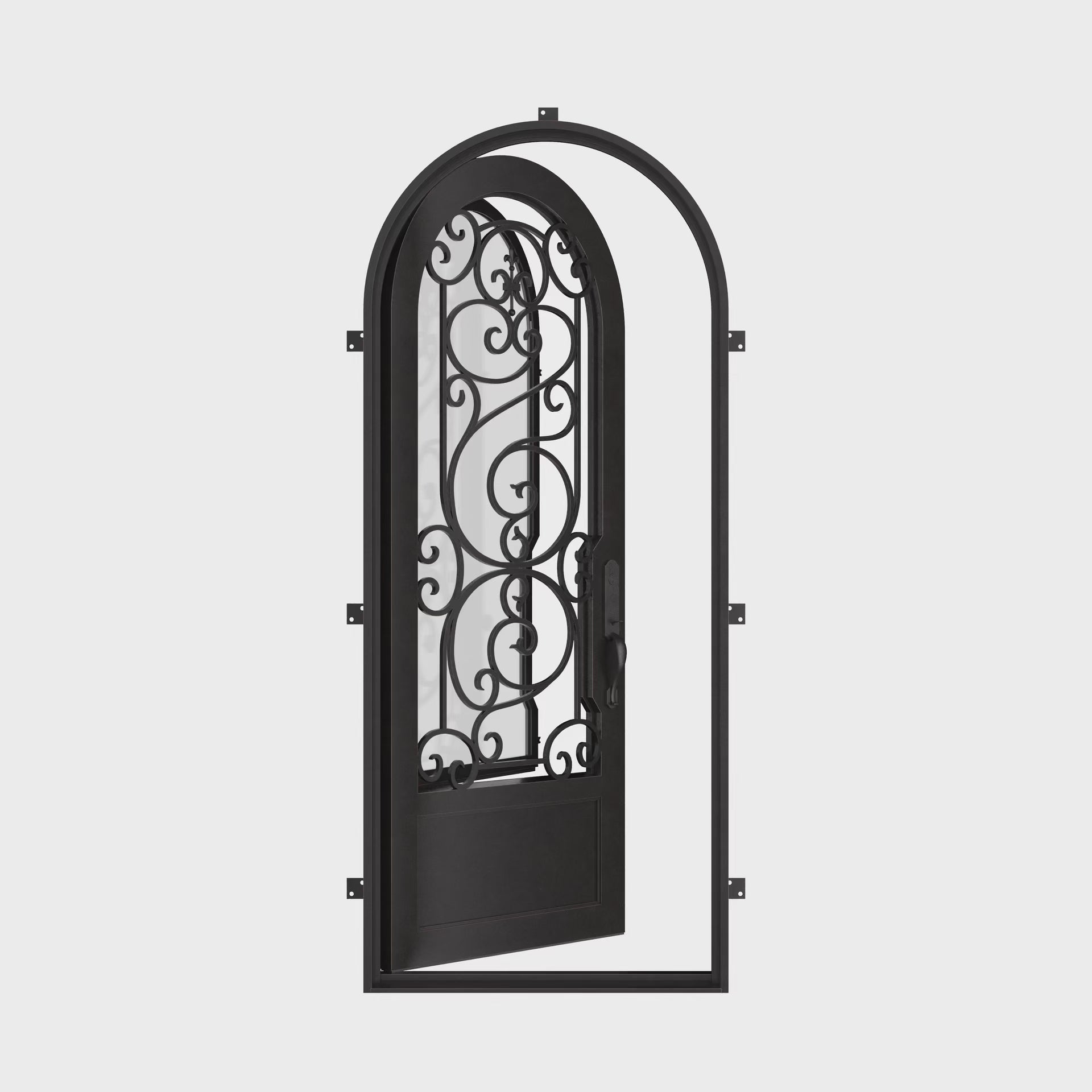 Beverly exterior full arch door with thermal break in matte black.