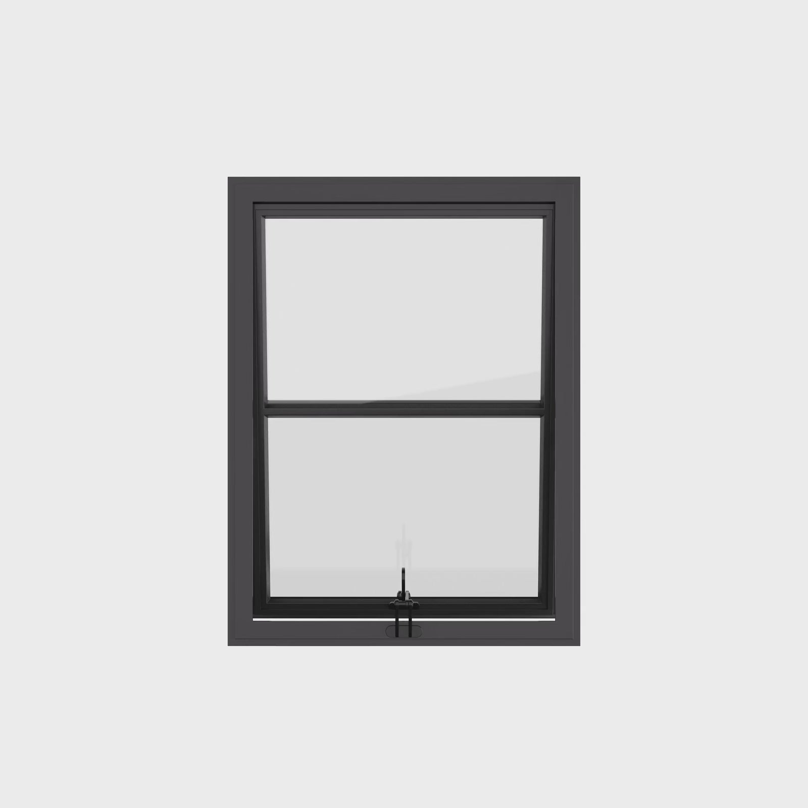 Thermally broken awning steel window, portrait, 0V 1H grid, ring pull, cold-rolled steel, black, insulated Low-E glass