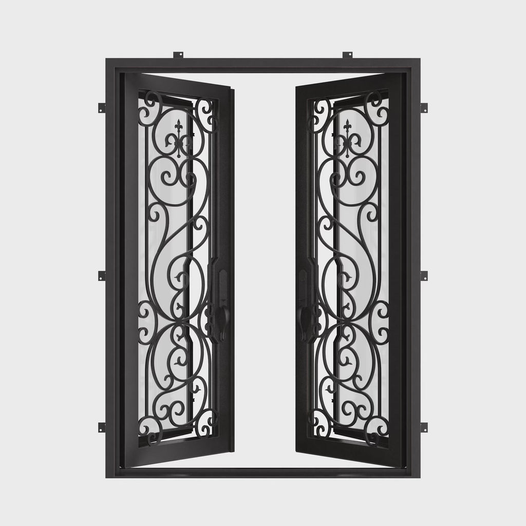 Hills thermally broken flat top french entry door in bronze finish.