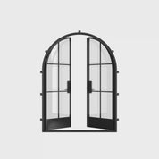 Air 7 double full arch steel front doors, modern steel exterior entry with full arch tops
