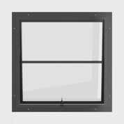 Awning steel window, square, 0V 1H grid, ring pull, hot-rolled galvanized steel, black, Low-E glass