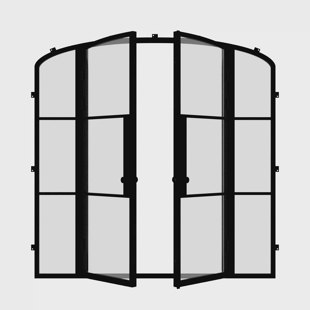 Air 4 double mini arch architectural steel entry doors with sidelights