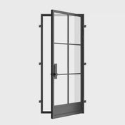 Air 7 single flat steel front door, minimalist modern exterior entry design