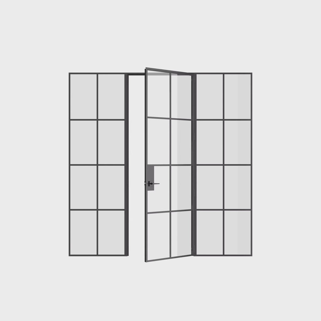 Air 5 interior single flat modular steel door with side windows