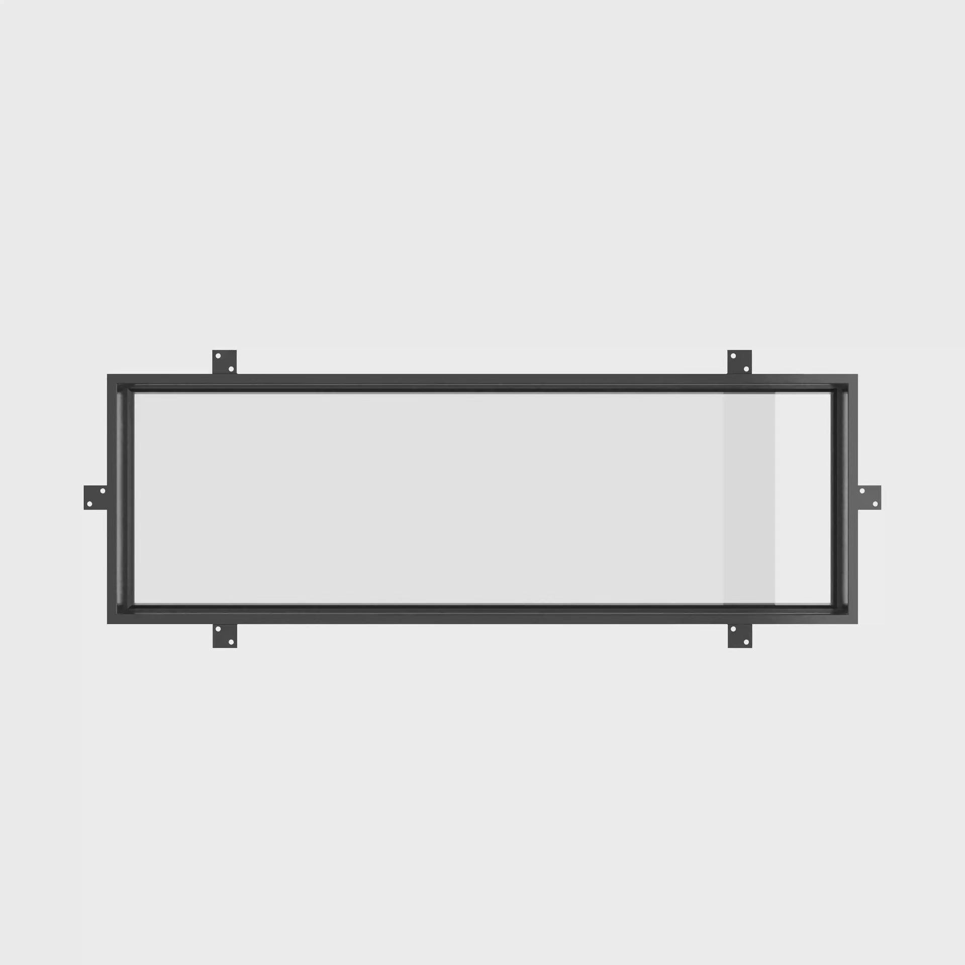 Air steel flat top transom window for custom steel entry door configuration