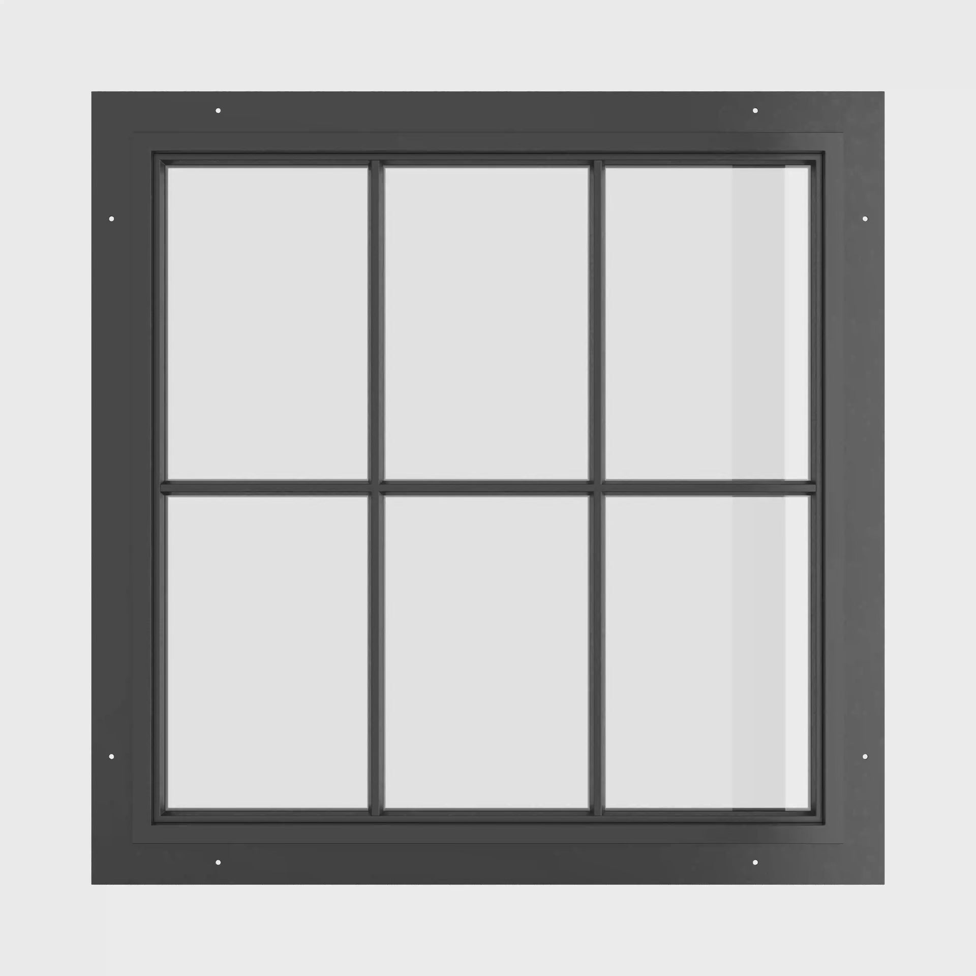 compact square steel window with vertical and horizontal divisions