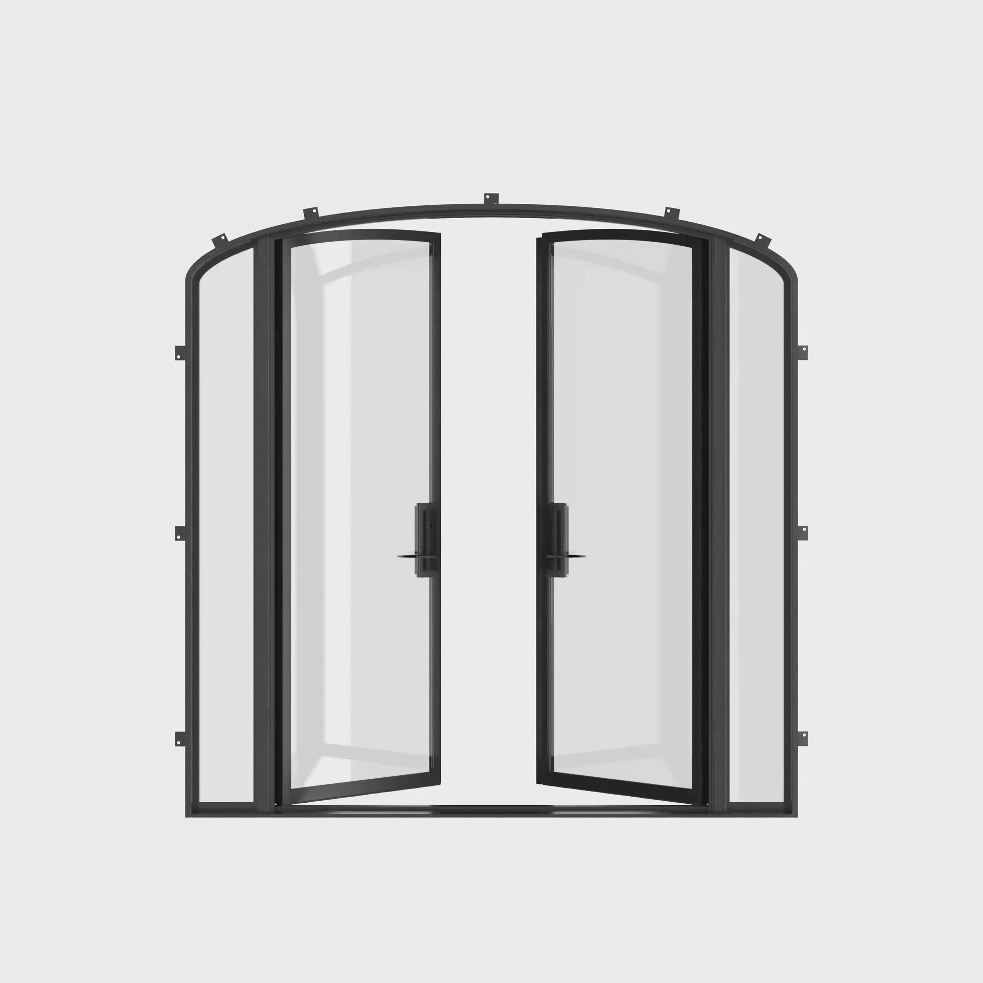 Cold-rolled double mini arch steel entry with slim sightlines.