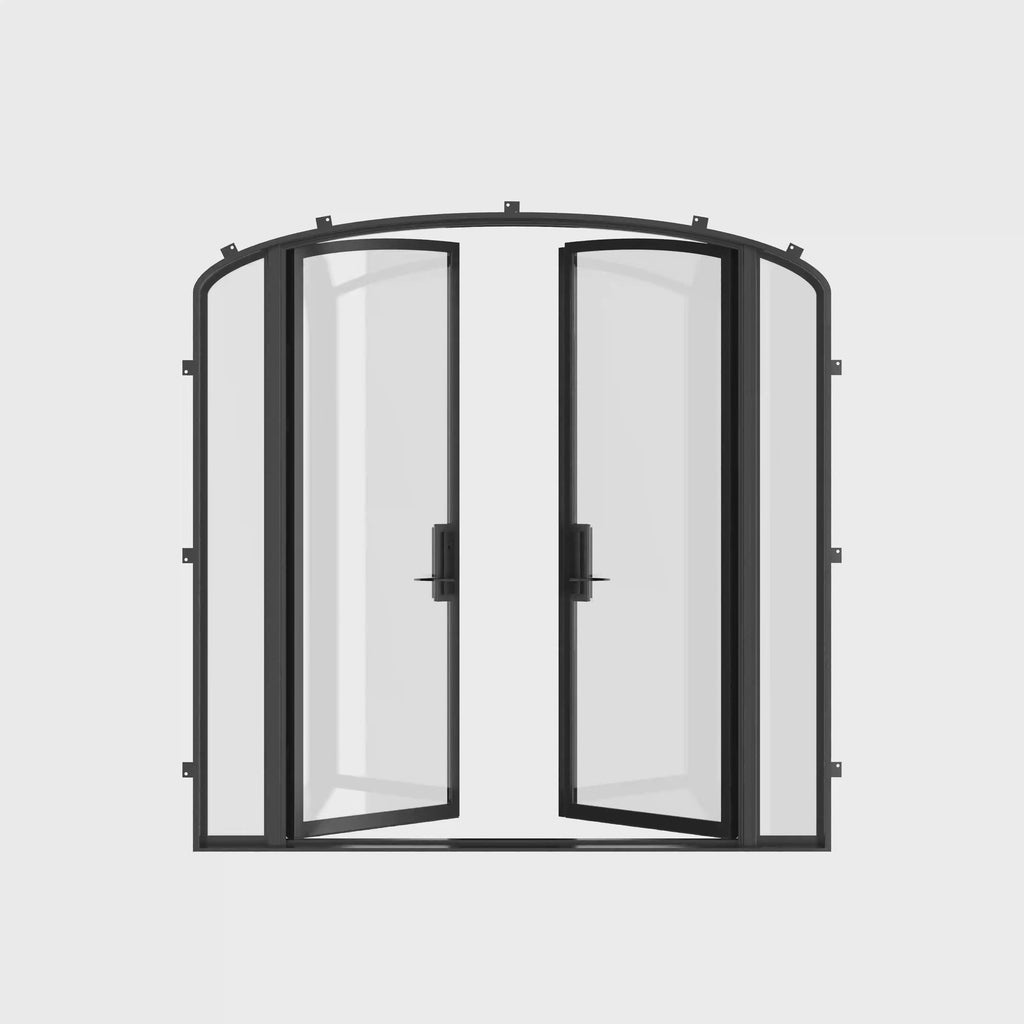Cold-rolled double mini arch steel entry with slim sightlines.