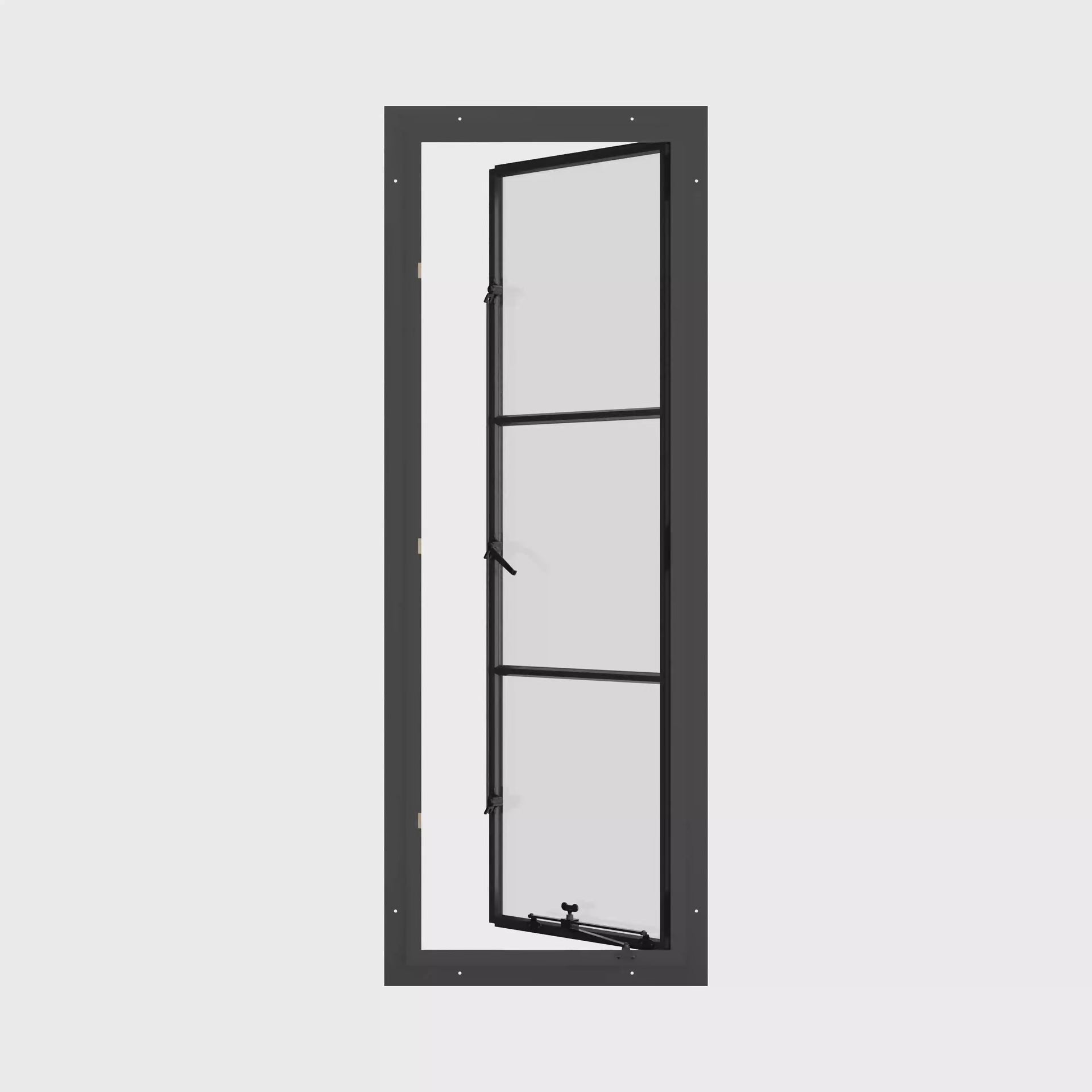 Double casement landscape steel window, standard size, with insulated glass