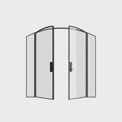 Pre-hung double arch steel door with sidelights and precision modular system.