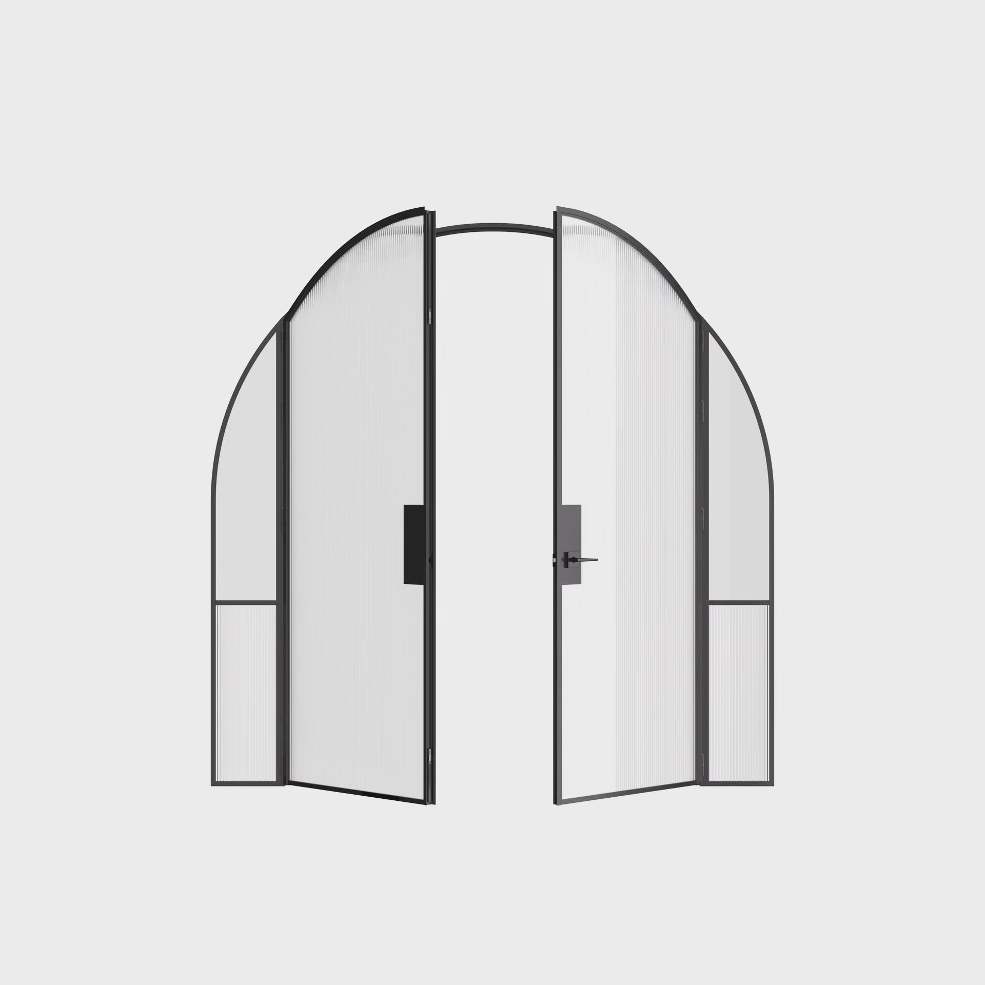 Minimalist interior double arch steel doors with sidelights, Air Grand OTTOSTUMM steel frame system