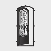 Beverly curved top single exterior door with thermal break in black finish.
