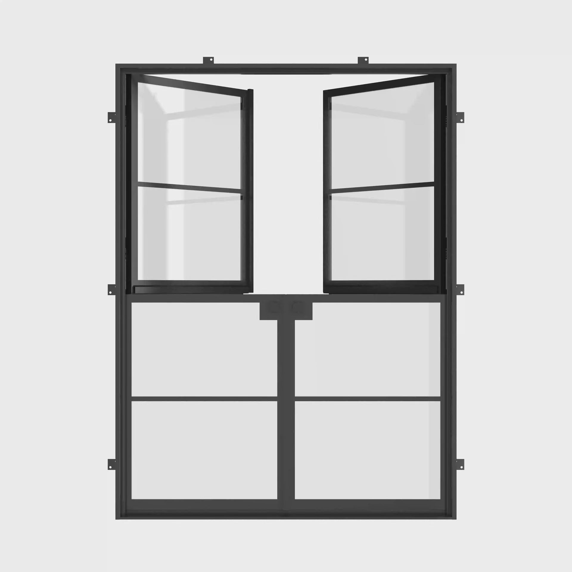 Air 4 Dutch double flat architectural door, NFRC-Rated galvanized metal and sleek finish