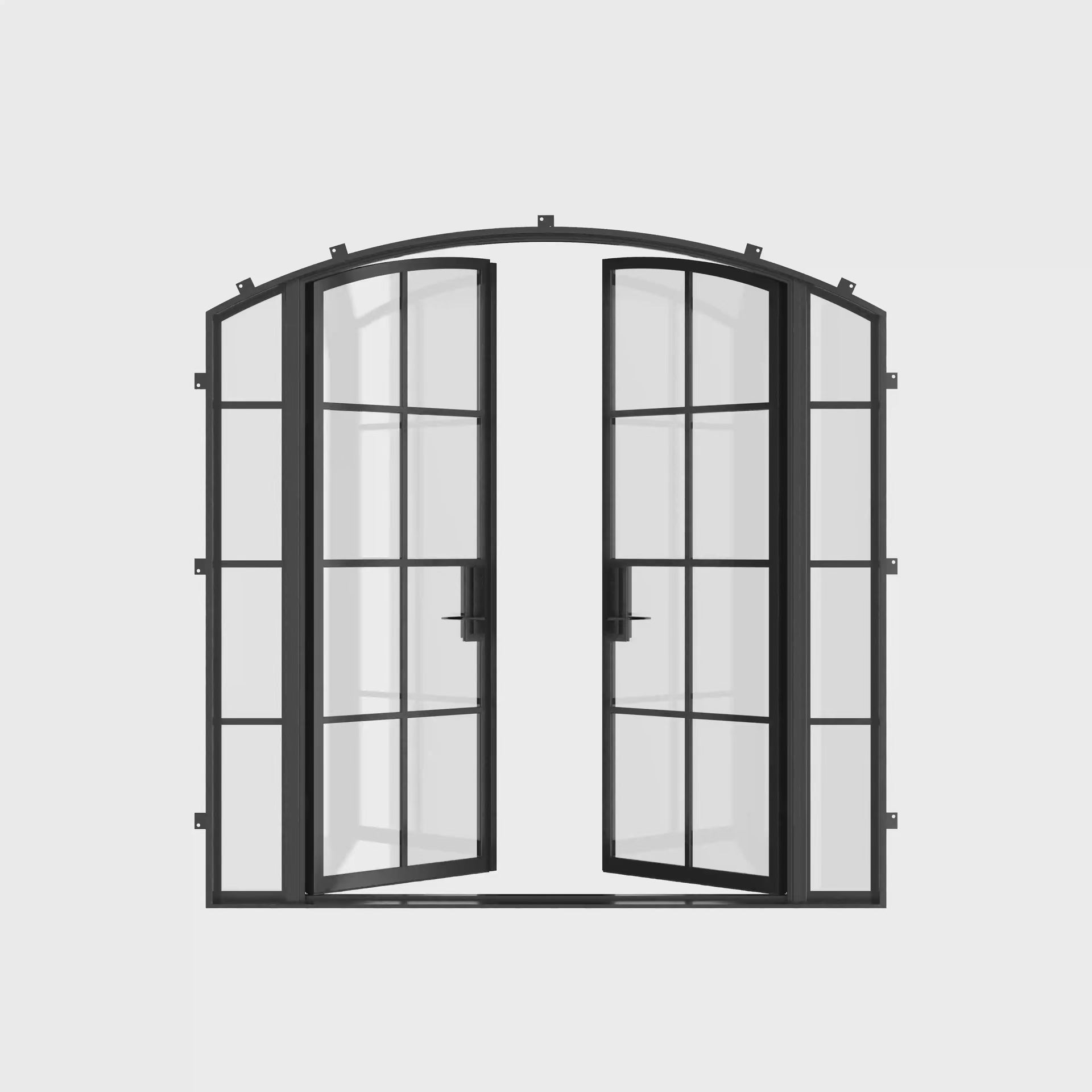 modern arched double entry with thermally broken frame