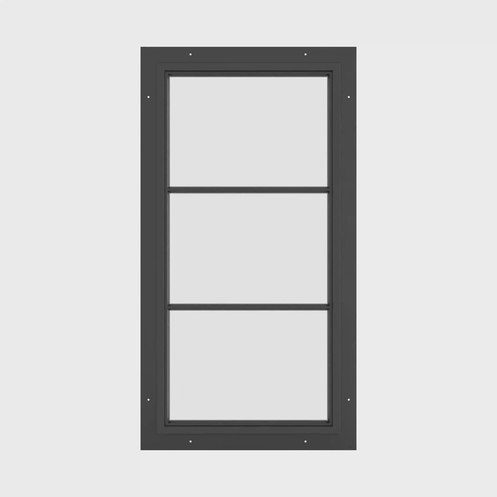 tall steel window with 0V 2H grid and dual pane low-e glazing