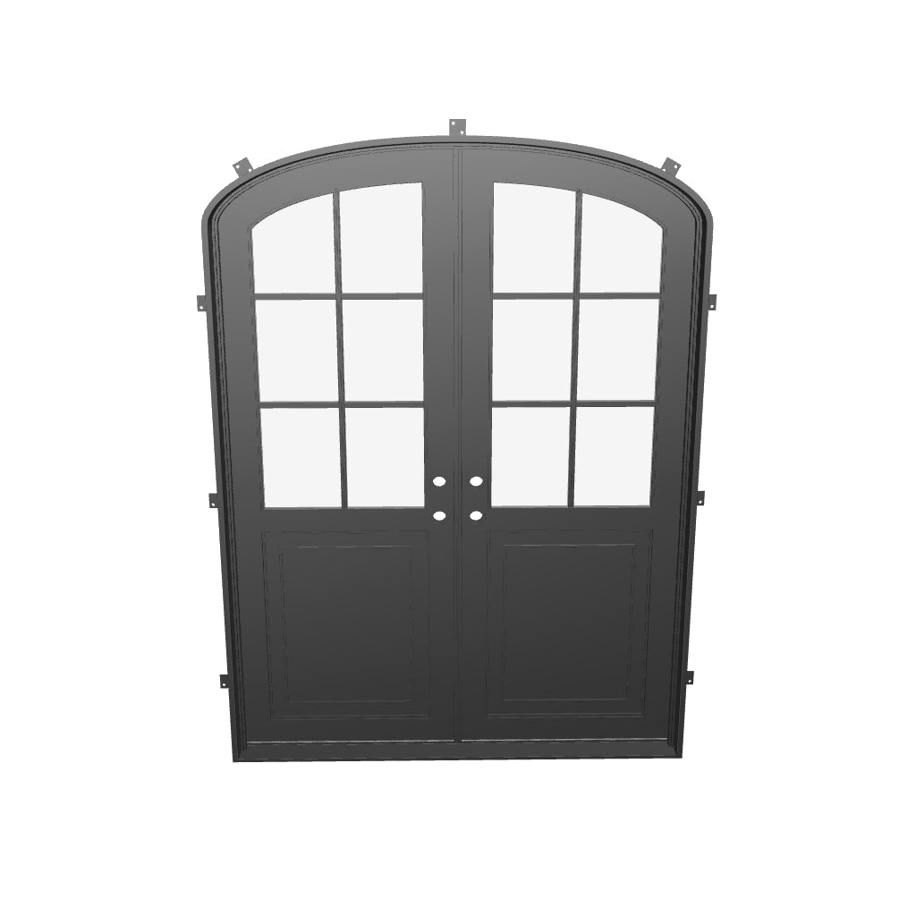Air Getty double mini arch custom steel front doors with classic European architectural style