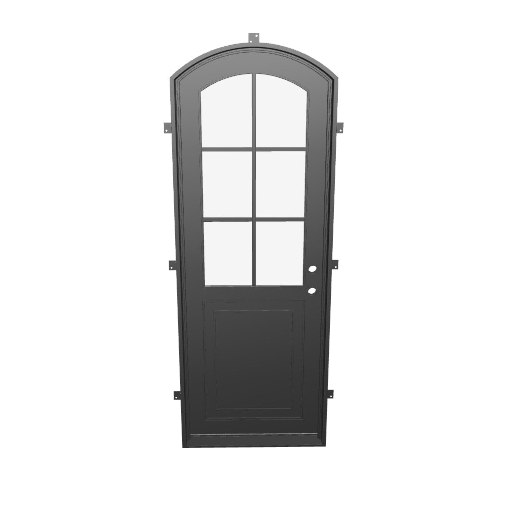 Air Getty single arch steel exterior front door with elegant curved architectural styling
