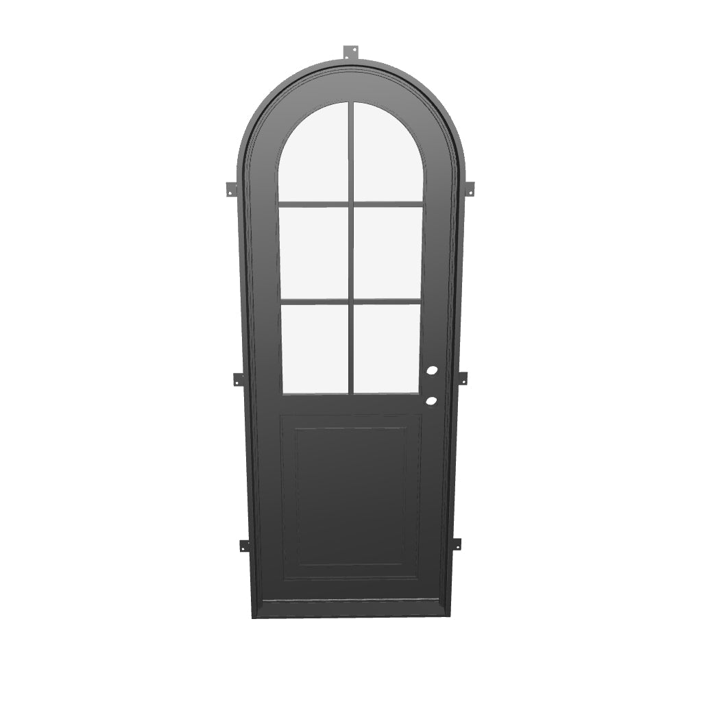 Air Getty single full arch custom thermal break steel entry door with insulated steel construction