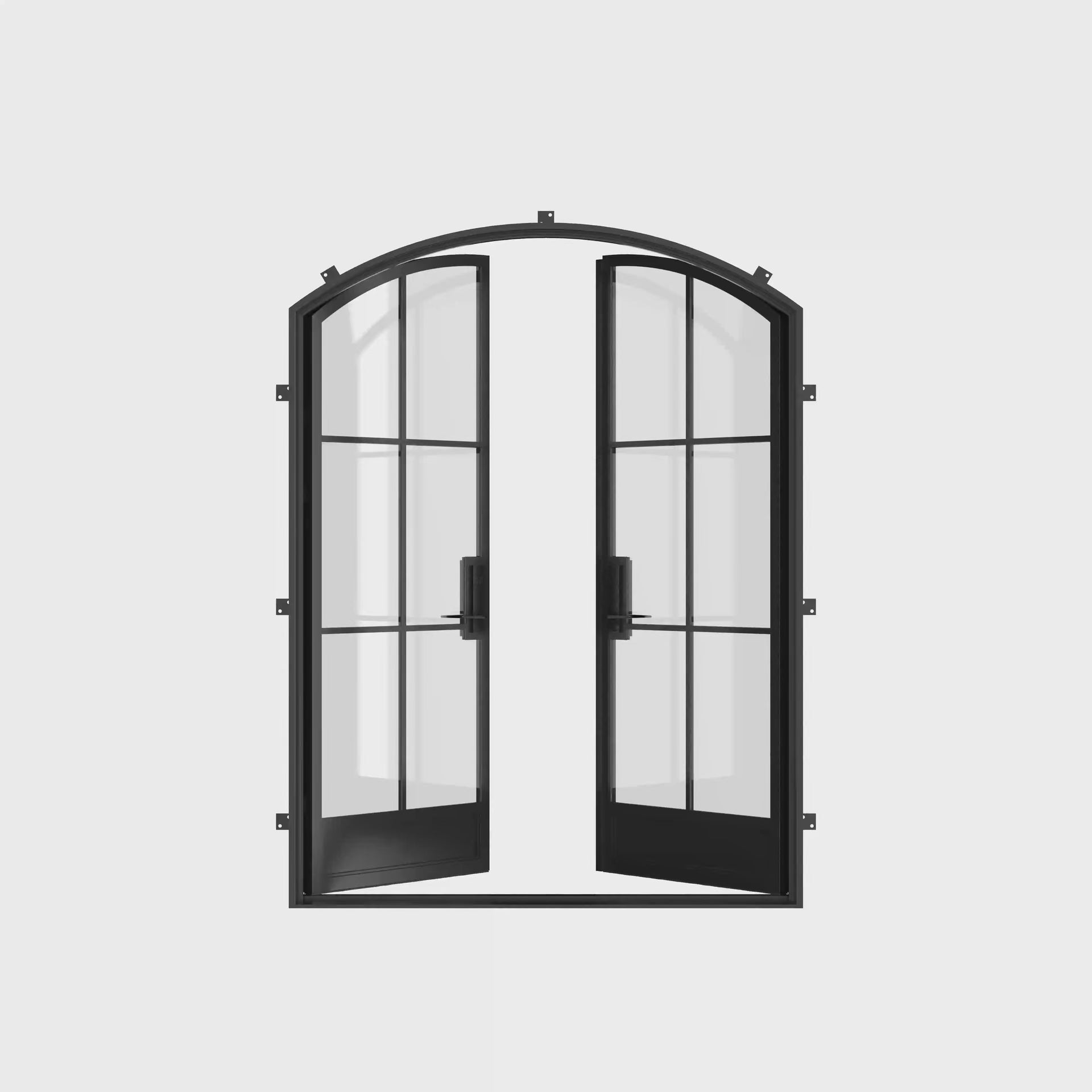 Air 7 double arch steel front doors, contemporary residential entry door with arched double design