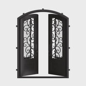 Story double entry door with glass and thermal break in bronze.