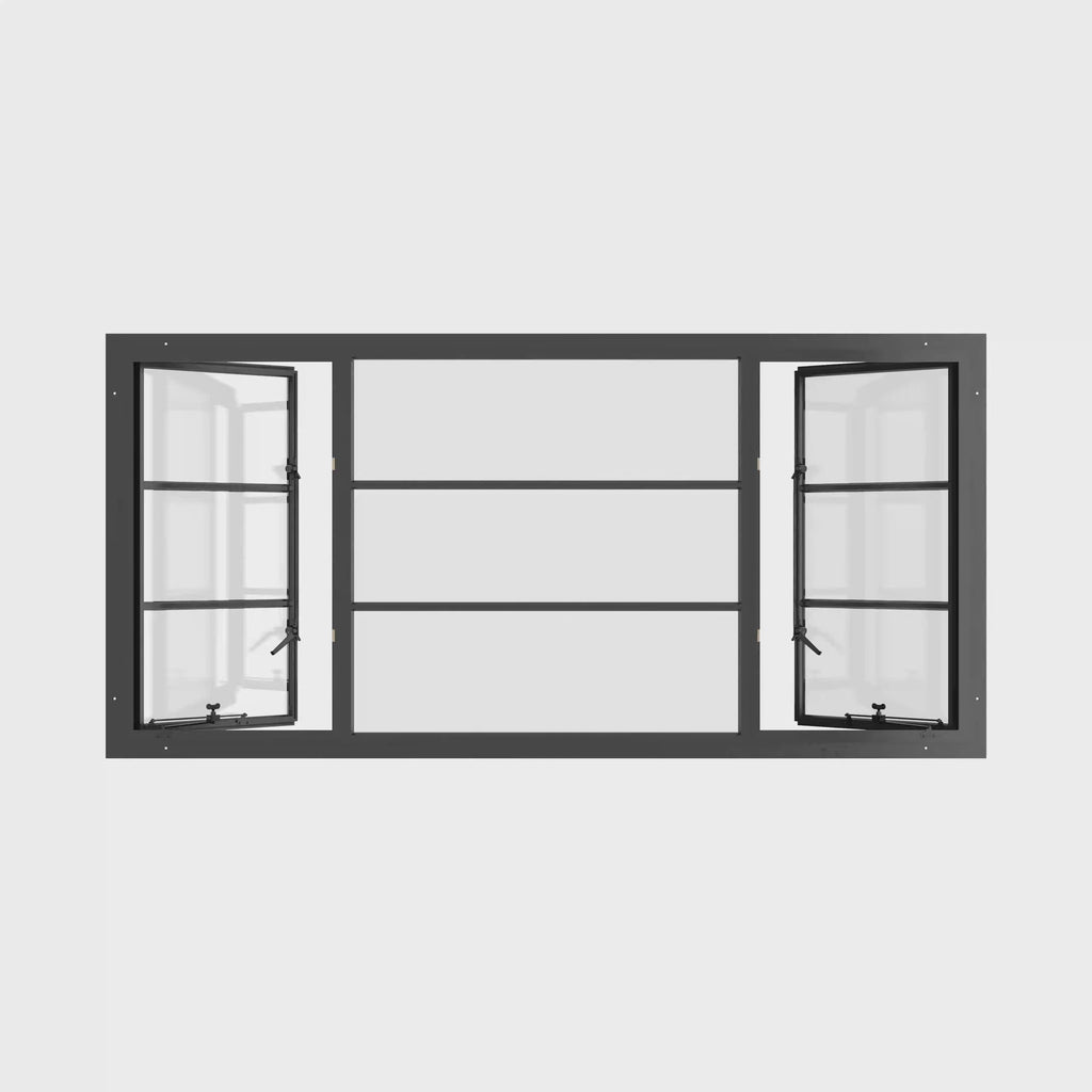 Thermally broken portrait steel casement window with narrow sightlines