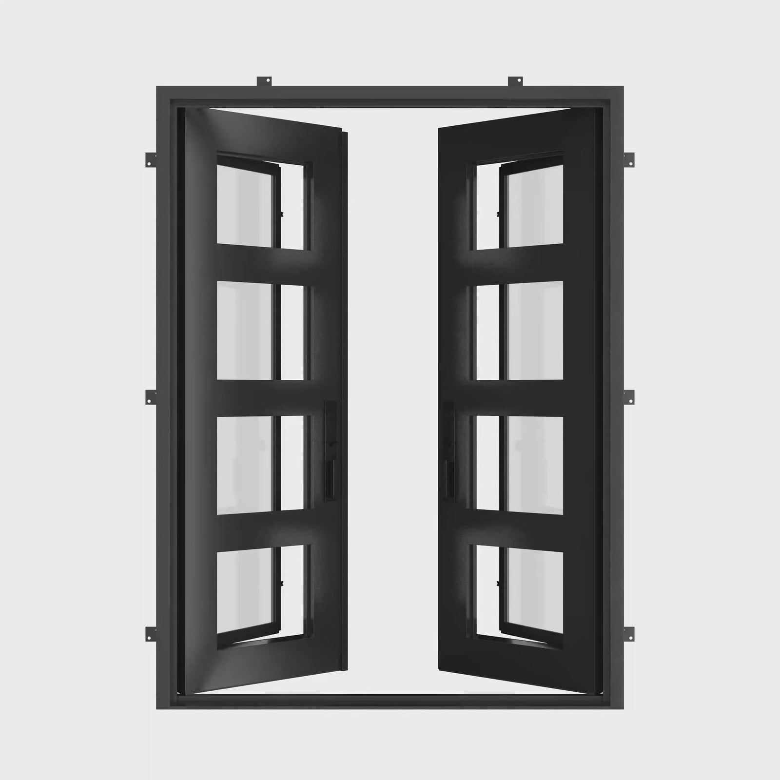 Knox thermally broken square top metal door in black finish.