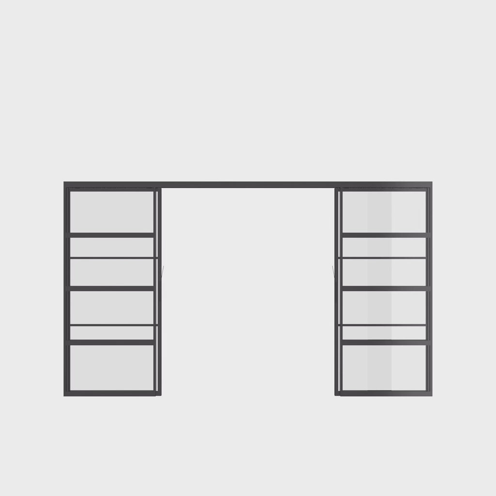 Air 4 double flat sliding doors with clean geometry and tempered glass