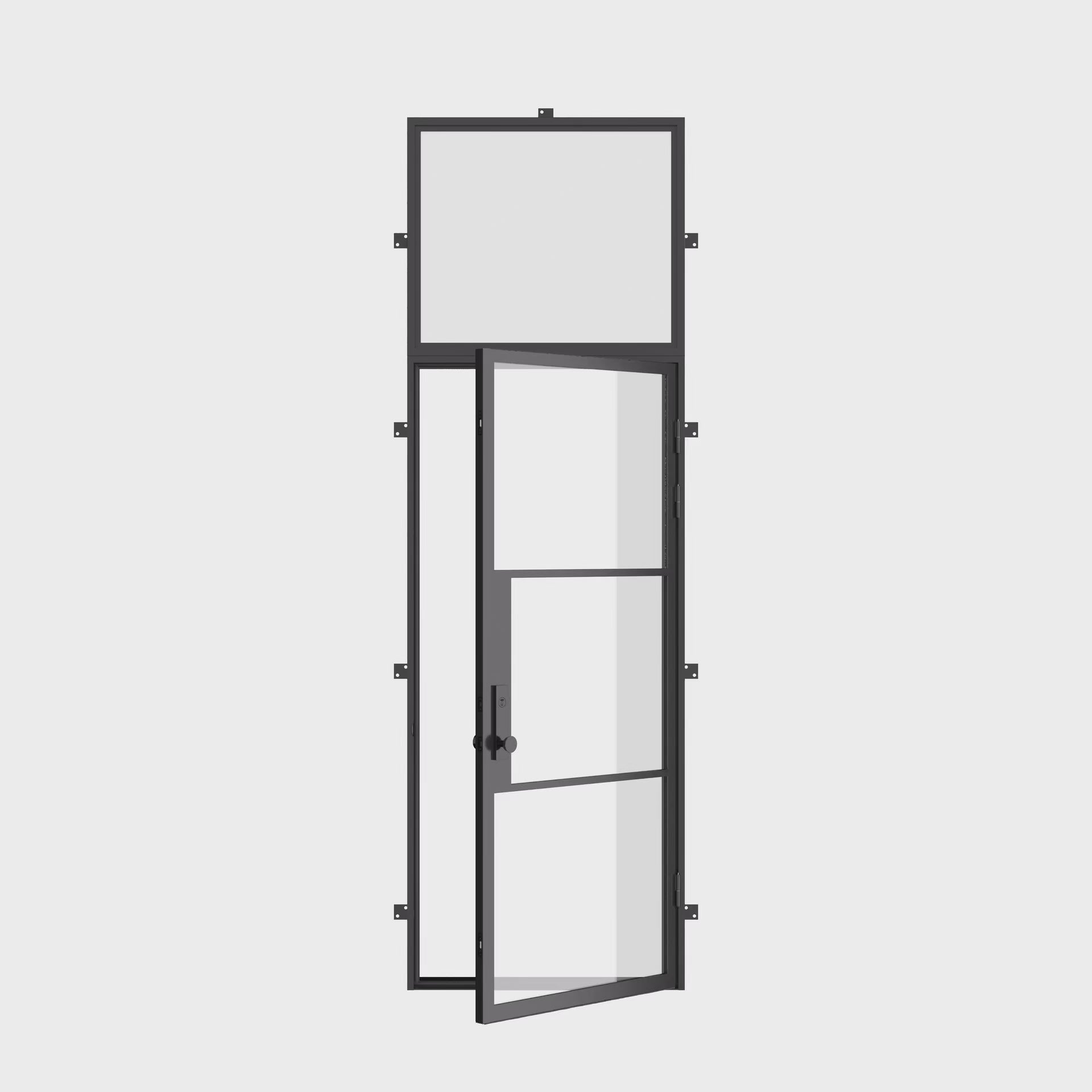 Air 4 flat single architectural steel door with upper glass panel