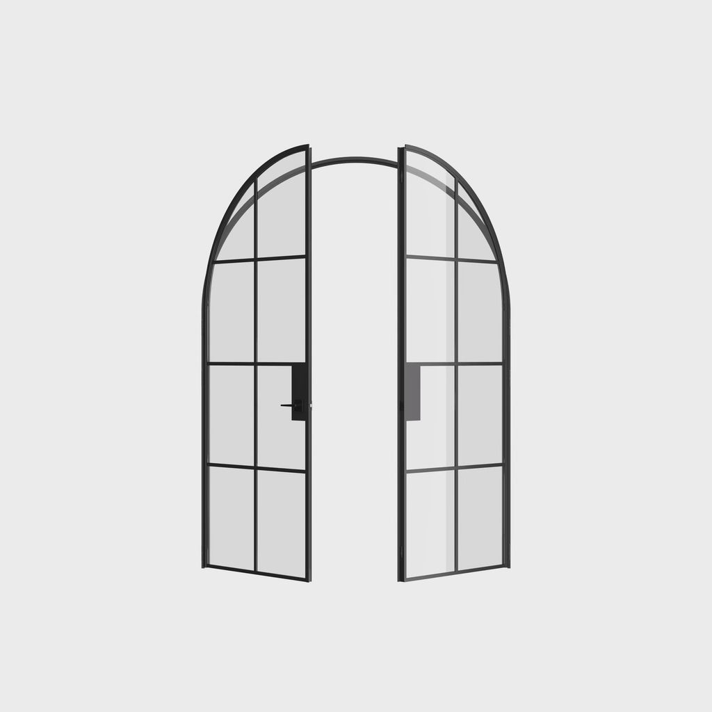 Contemporary Air 5 interior double arch steel doors with OttoStumm hot-rolled steel slim frame construction