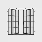 Contemporary double entry system with sidelights and thermal break