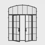 Air 5 double flat cold-rolled steel entry with sidelights and arch top window
