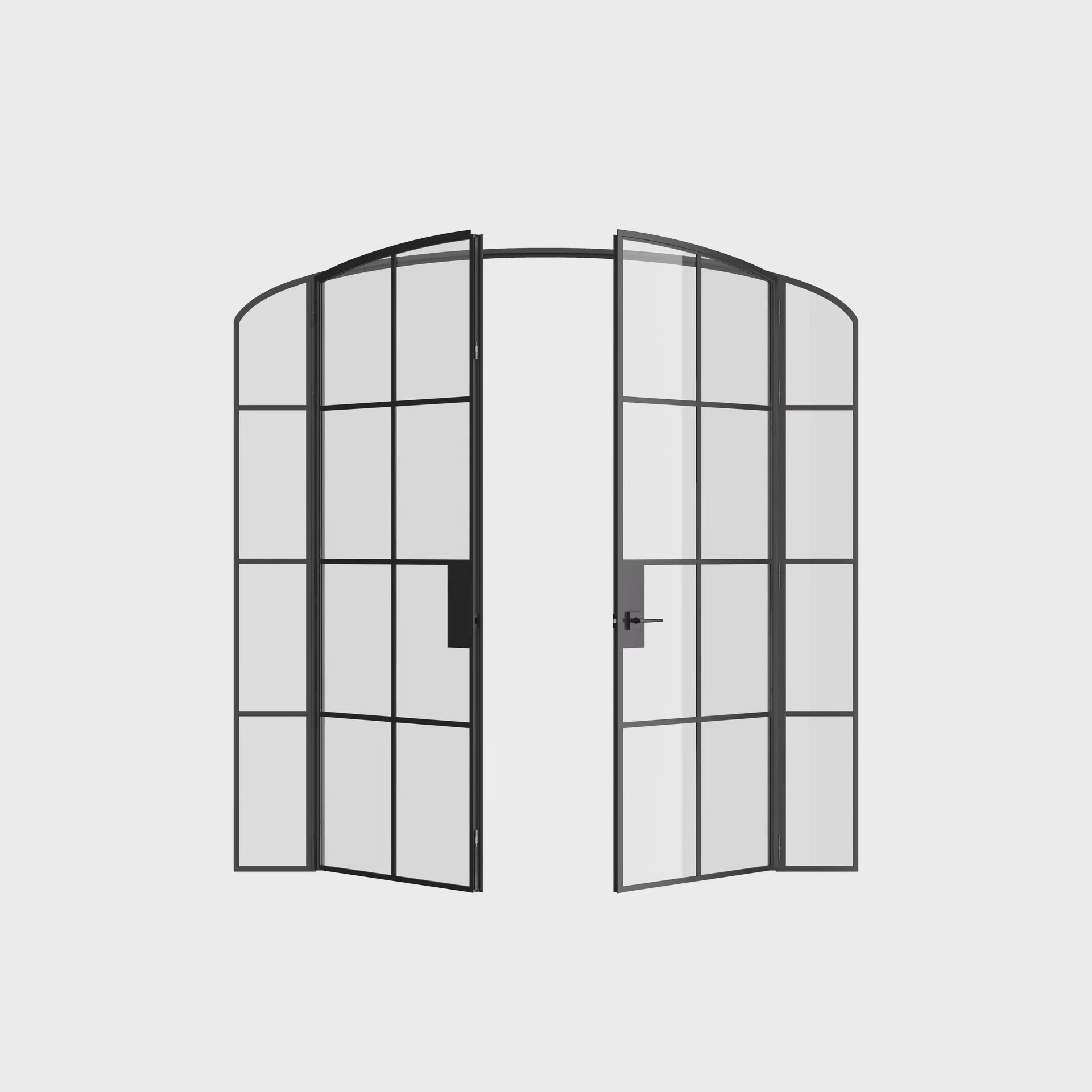 Interior double mini arch black steel doors with sidelights