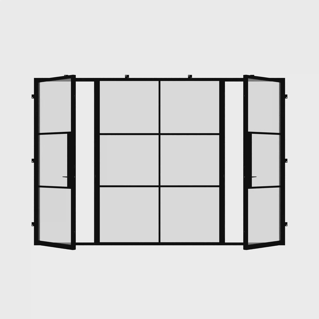 Air 4 dual single flat top doors with center panel, strong steel build and modern lines