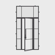 Air 4 black thermally broken single flat entry with transom glass