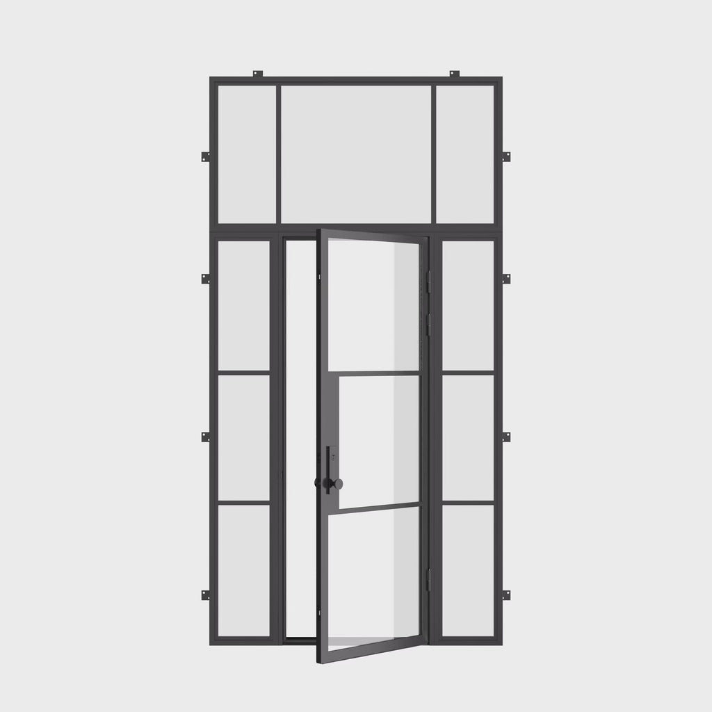 Air 4 black thermally broken single flat entry with transom glass
