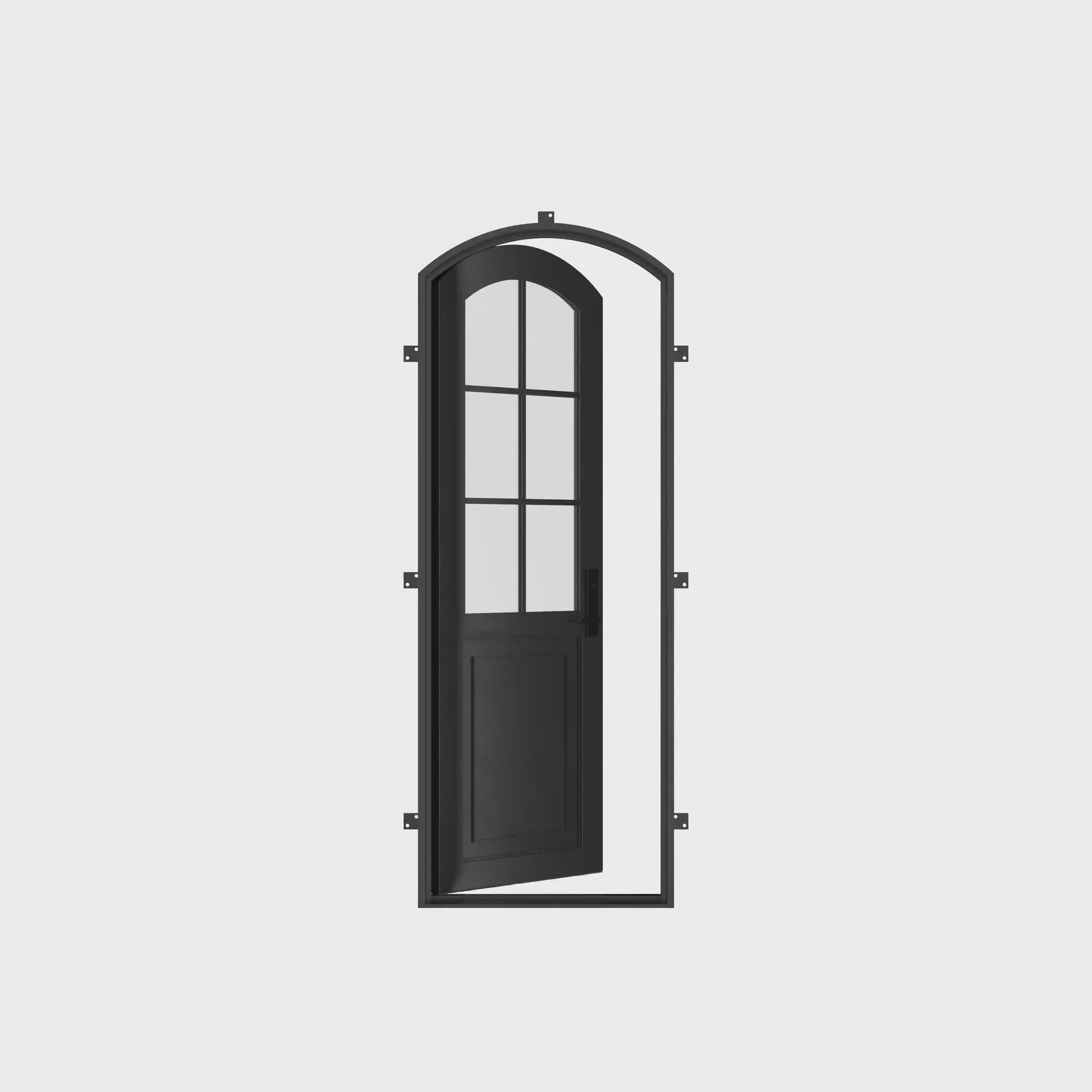 Air Getty single arch architectural steel entry door with elegant residential arch styling