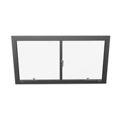 Thermally broken double casement steel window, landscape, cold-rolled steel, black, dual pane Low-E glass