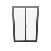 Thermally broken double casement steel window, portrait, cold-rolled steel, black, Low-E glass
