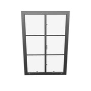 Thermally broken portrait casement window, galvanized steel frame, Low-E glass