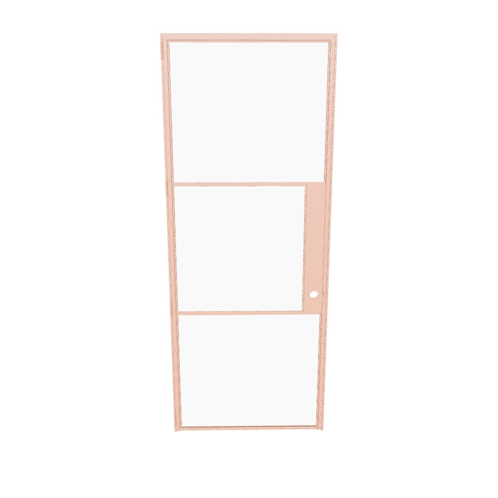 Air 4 slim frame single flat door in pink steel finish